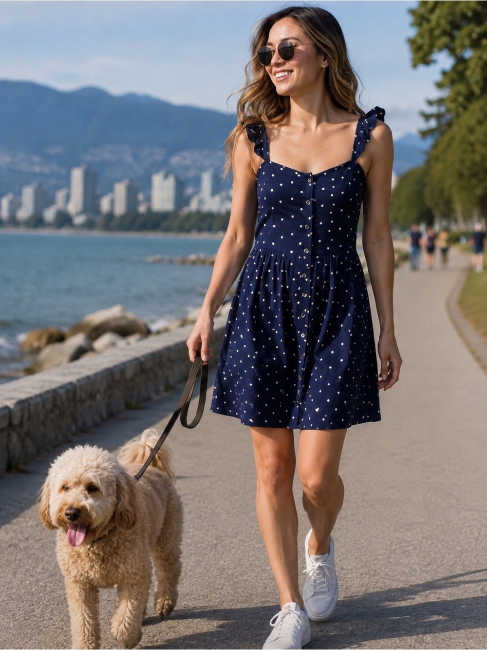 Madewell Navy Polka Dot Dress